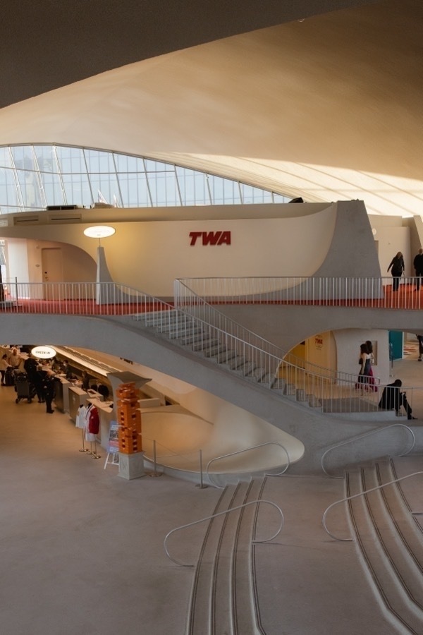 Inside the TWA Hotel at JFK Airport